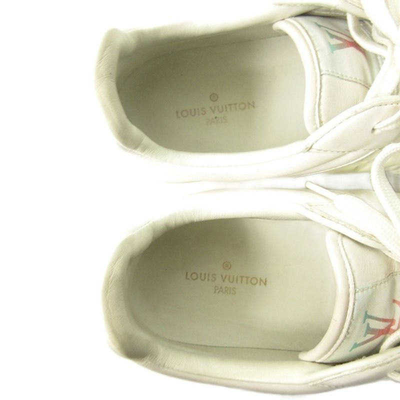 Louis Vuitton Luxembourg Monogram Sneakers Leather Low Cut White Ms1200 5.5
