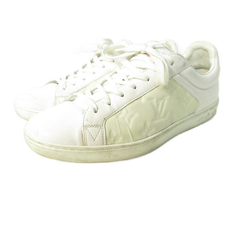 Louis Vuitton Luxembourg Monogram Sneakers Leather Low Cut White Ms1200 5.5