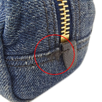 Prada Pouch Ladies Brand Denim Blue Navy Blue Logo Mini Pouch Small Stylish