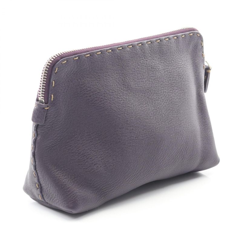 Fendi Pouch Selleria 8n0037 Purple Leather Selleria Pouch Ladies Used B