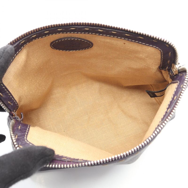 Fendi Pouch Selleria 8n0037 Purple Leather Selleria Pouch Ladies Used B