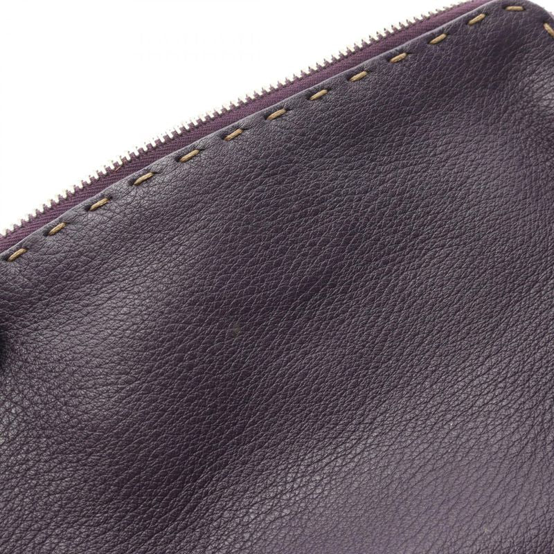 Fendi Pouch Selleria 8n0037 Purple Leather Selleria Pouch Ladies Used B