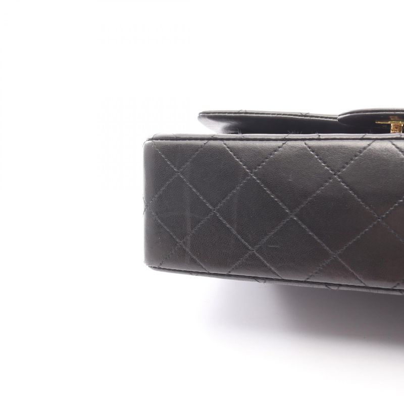 Chanel Shoulder Bag Matelasse W Flap Black Lambskin Matelasse Double Flap Chain