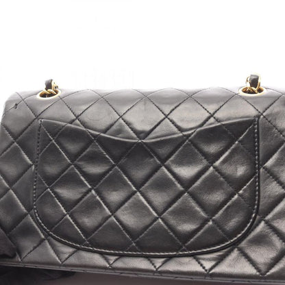 Chanel Shoulder Bag Matelasse W Flap Black Lambskin Matelasse Double Flap Chain