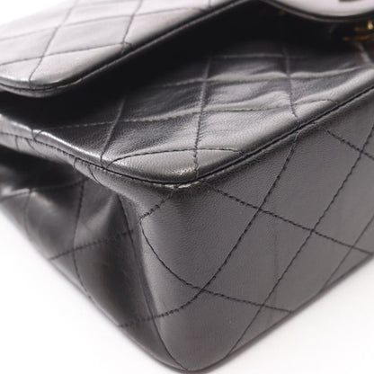 Chanel Shoulder Bag Matelasse W Flap Black Lambskin Matelasse Double Flap Chain