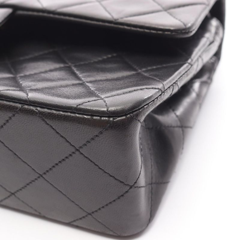 Chanel Shoulder Bag Matelasse W Flap Black Lambskin Matelasse Double Flap Chain