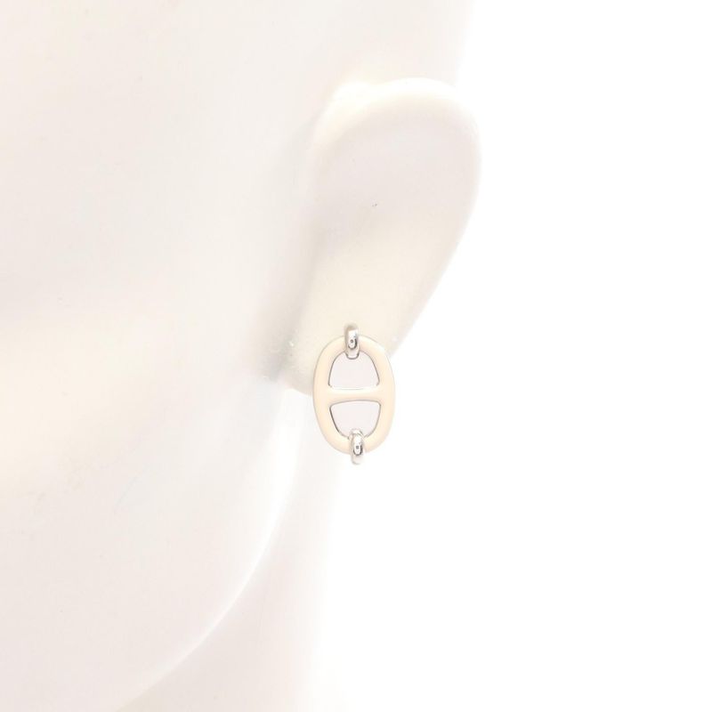 Hermes Earrings Mini Maillon Cles Stainless Steel Earrings Ladies Used A
