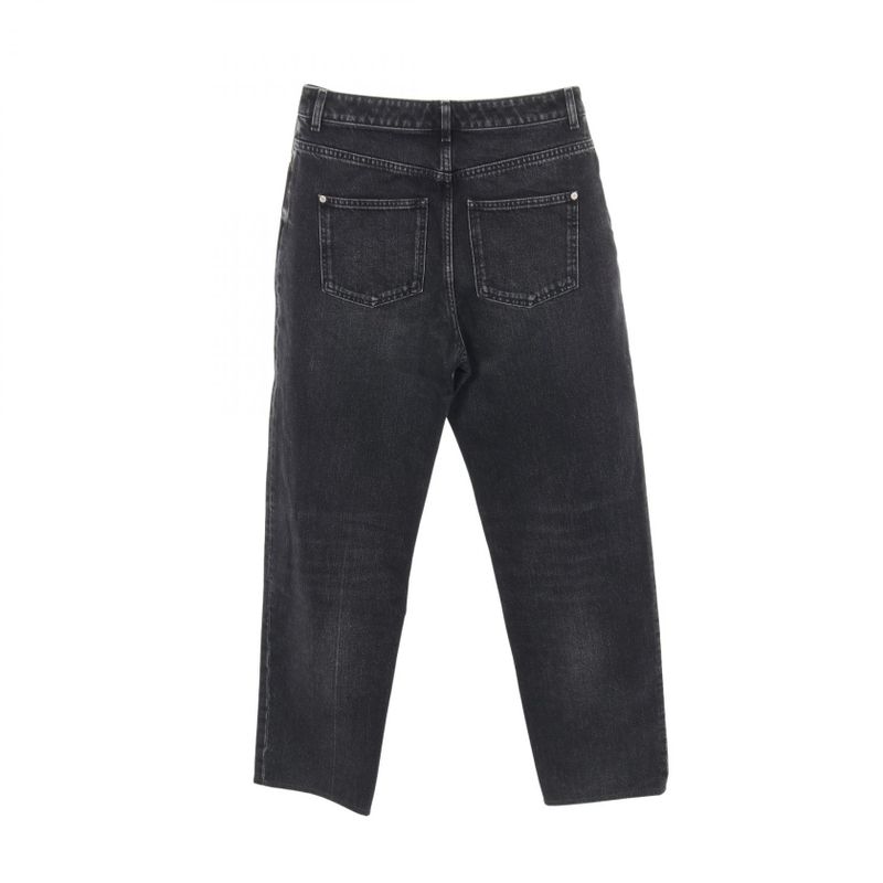 Chanel Denim Pants With Camellia Buttons Cotton Pants Women's Used B