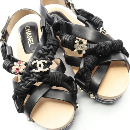 Chanel Sandals Coco Mark Leather Sandals Women's Used A