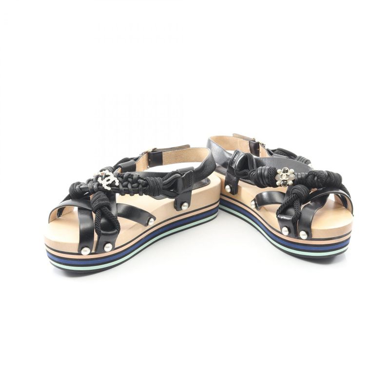 Chanel Sandals Coco Mark Leather Sandals Women's Used A