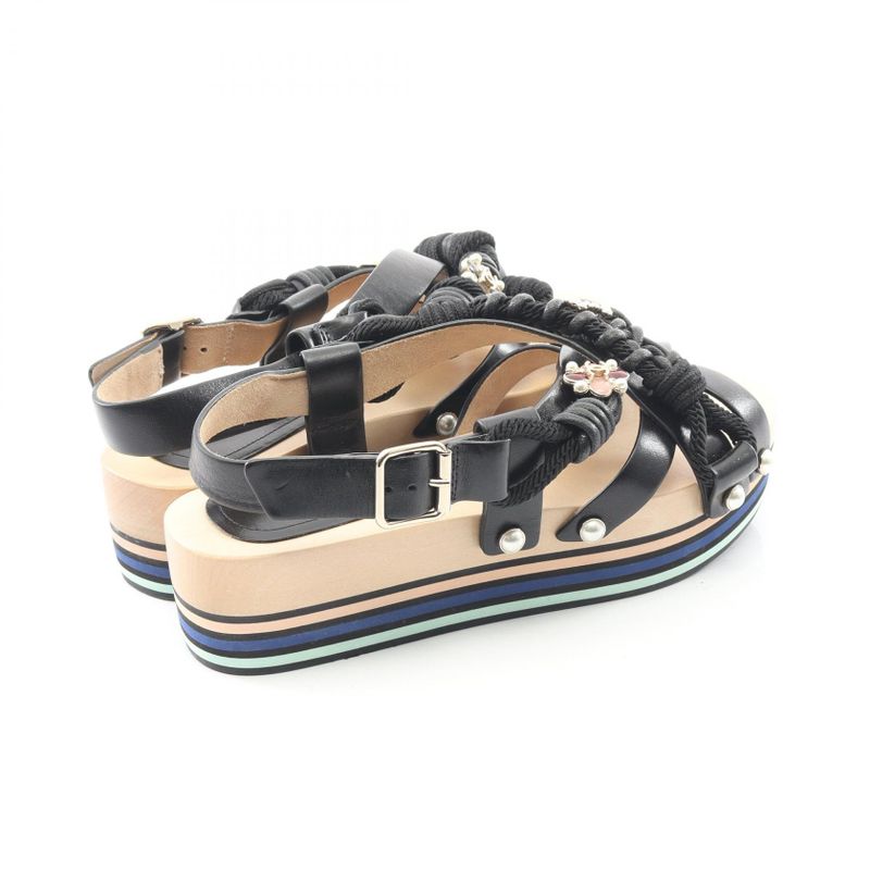 Chanel Sandals Coco Mark Leather Sandals Women's Used A