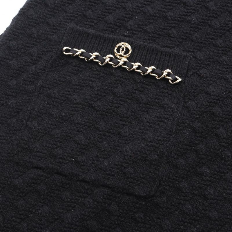 Chanel Dress Coco Mark Chain Trim Black Other Knit Dress Women's Used A