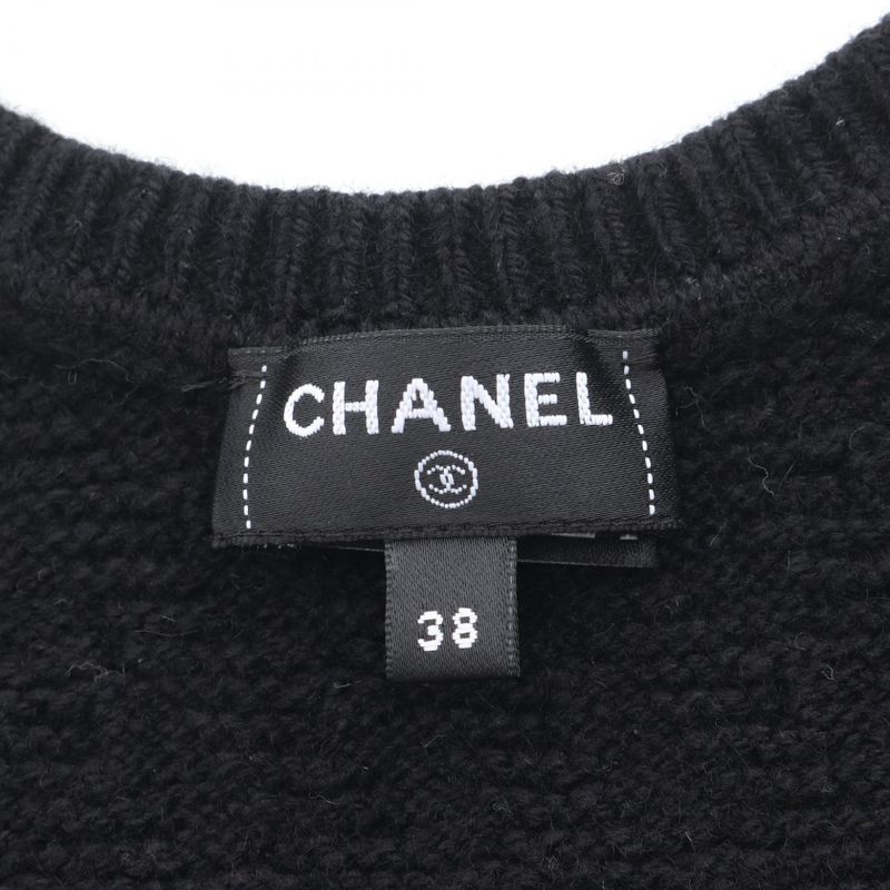 Chanel Dress Coco Mark Chain Trim Black Other Knit Dress Women's Used A