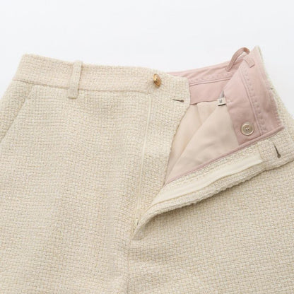 Gucci Pants Tweed Short Light Beige Cotton Rayon Tweed Short Pants Women's Used