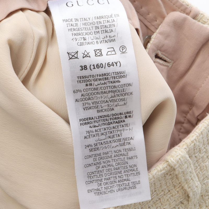 Gucci Pants Tweed Short Light Beige Cotton Rayon Tweed Short Pants Women's Used