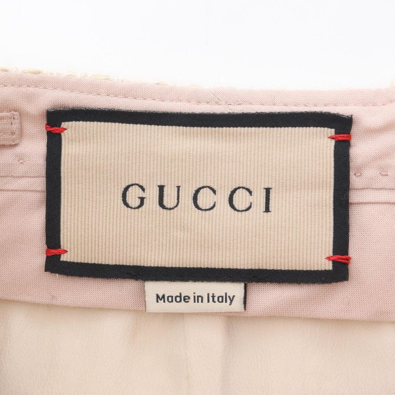Gucci Pants Tweed Short Light Beige Cotton Rayon Tweed Short Pants Women's Used