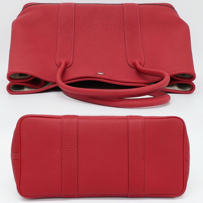 Hermes Garden Party PM Handbag Red Silver-hardware Negonda T Stamp
