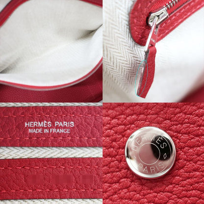 Hermes Garden Party PM Handbag Red Silver-hardware Negonda T Stamp