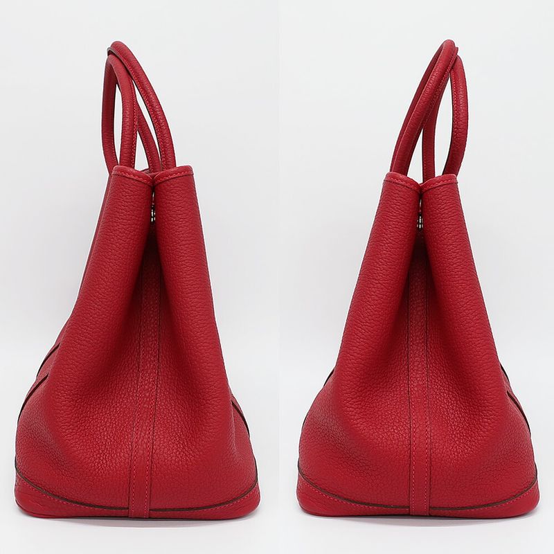 Hermes Garden Party PM Handbag Red Silver-hardware Negonda T Stamp