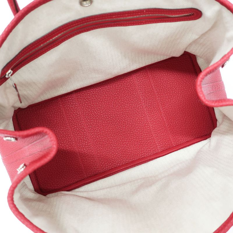 Hermes Garden Party PM Handbag Red Silver-hardware Negonda T Stamp