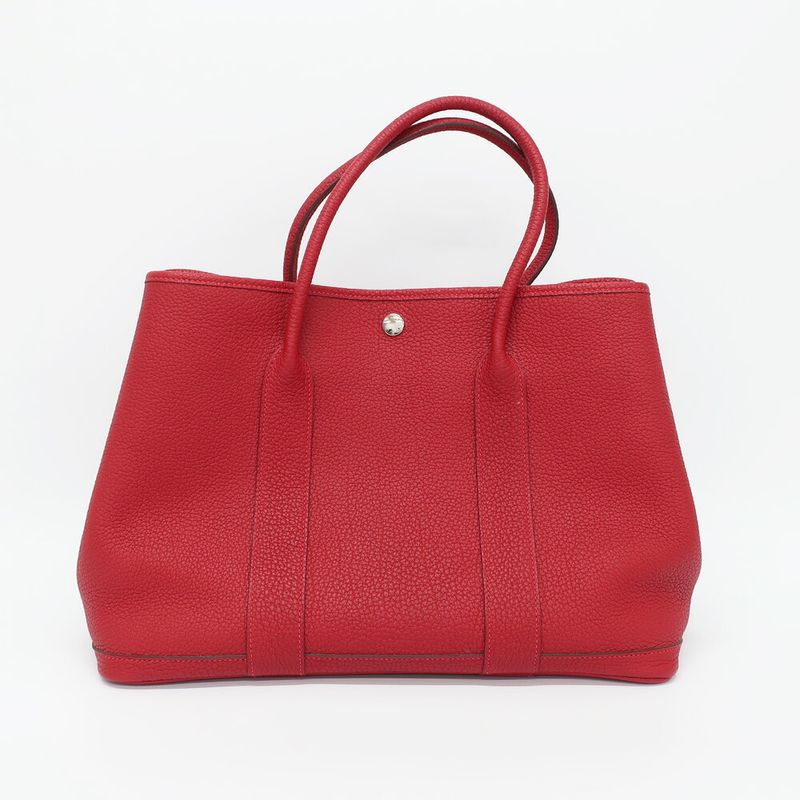 Hermes Garden Party PM Handbag Red Silver-hardware Negonda T Stamp