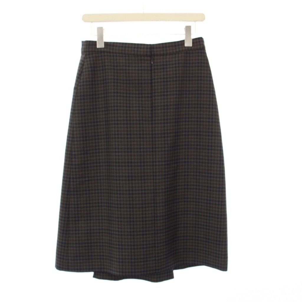 Balenciaga Box Pleated Skirt Knee Length Check 34 Gray KH