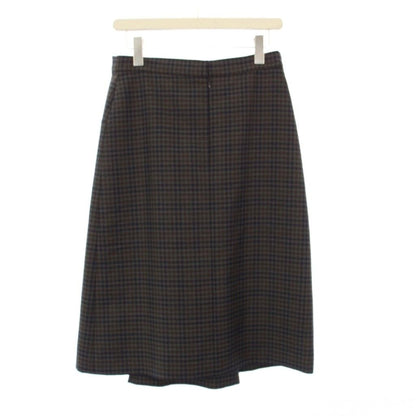 Balenciaga Box Pleated Skirt Knee Length Check 34 Gray KH