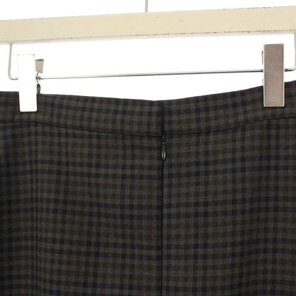 Balenciaga Box Pleated Skirt Knee Length Check 34 Gray KH