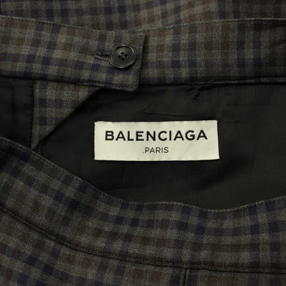 Balenciaga Box Pleated Skirt Knee Length Check 34 Gray KH