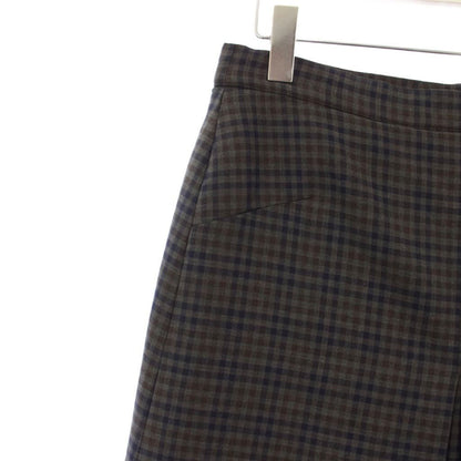 Balenciaga Box Pleated Skirt Knee Length Check 34 Gray KH