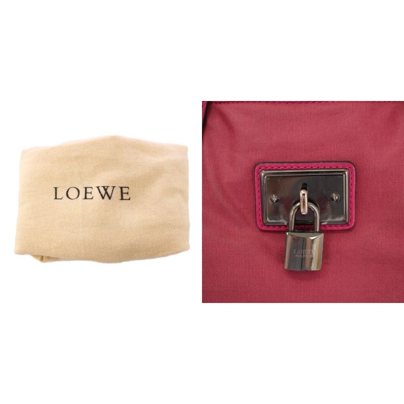 Loewe Handbag Nylon Leather Padlock Key Pink BB • OH