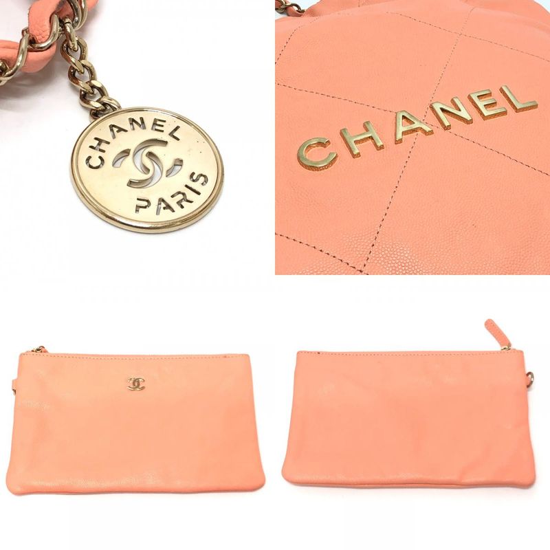 Chanel Shoulder Bag Chanel 22 Small As3260 Caviar Skin Coral Pink