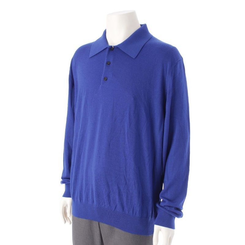 Loewe Wool Anagram Embroidered Logo Long Sleeve Knit Polo Shirt Tops H3179040co