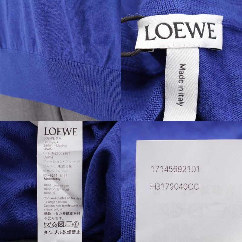 Loewe Wool Anagram Embroidered Logo Long Sleeve Knit Polo Shirt Tops H3179040co
