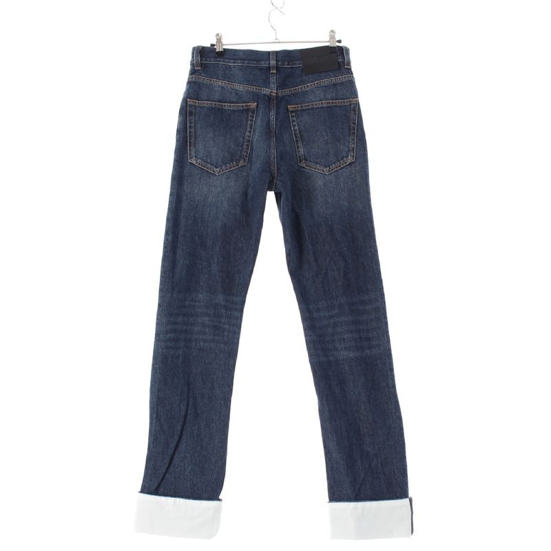 Loewe Fisherman Cotton Denim Logo Patch Denim Pants Turn Up Jeans Bottoms