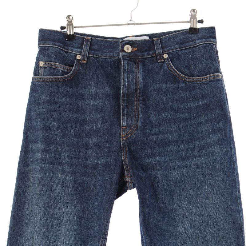 Loewe Fisherman Cotton Denim Logo Patch Denim Pants Turn Up Jeans Bottoms