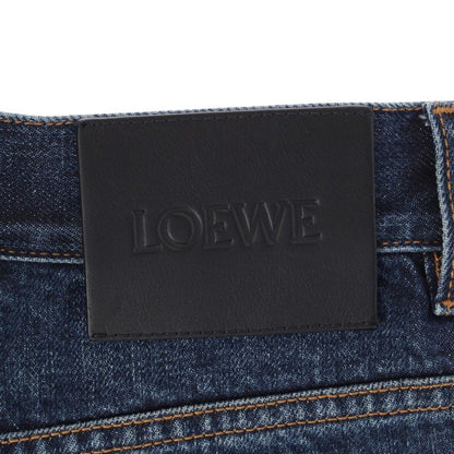 Loewe Fisherman Cotton Denim Logo Patch Denim Pants Turn Up Jeans Bottoms