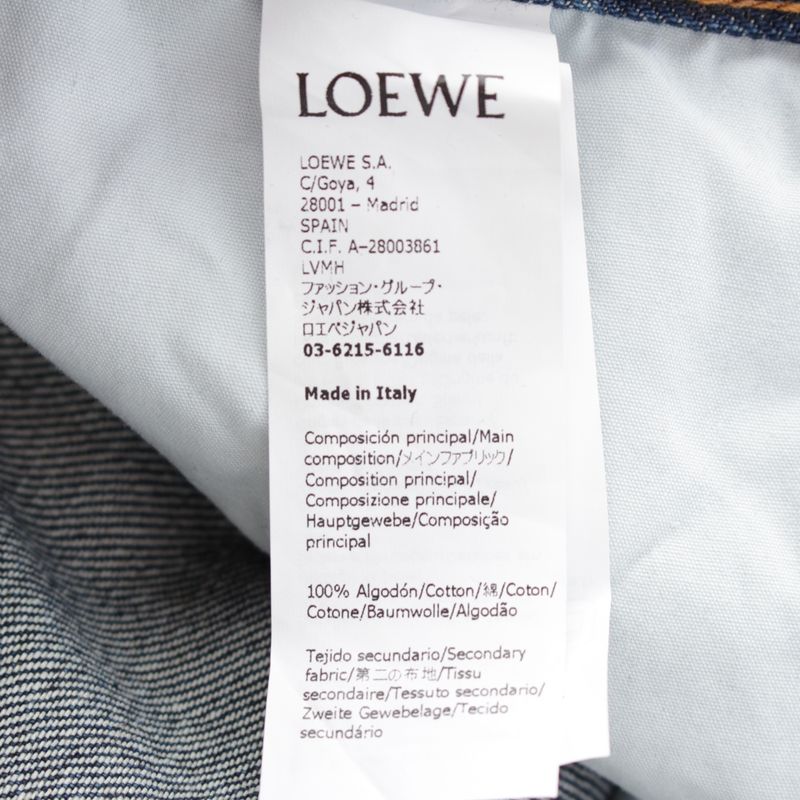 Loewe Fisherman Cotton Denim Logo Patch Denim Pants Turn Up Jeans Bottoms