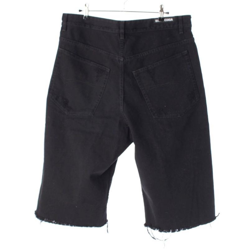 Balenciaga 22SS Cotton Distressed Oversized Destroy Short Denim Pants Bottoms