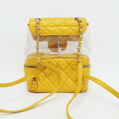 Chanel Backpack Rucksack Sac Chain Shoulder Yellow Silver Hardware
