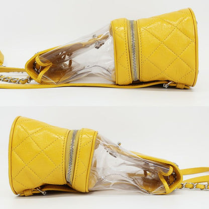 Chanel Backpack Rucksack Sac Chain Shoulder Yellow Silver Hardware