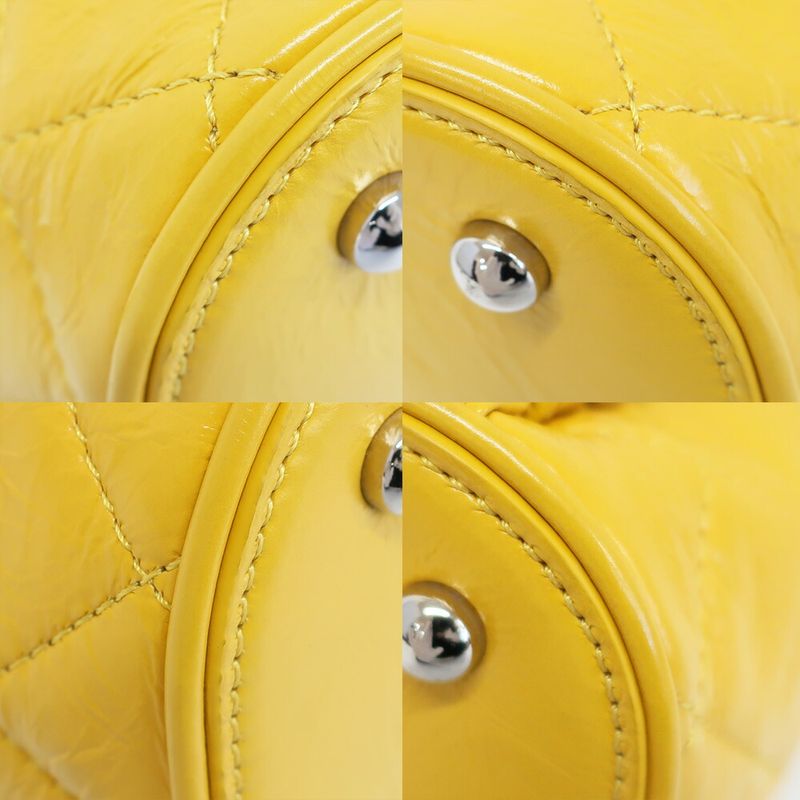 Chanel Backpack Rucksack Sac Chain Shoulder Yellow Silver Hardware