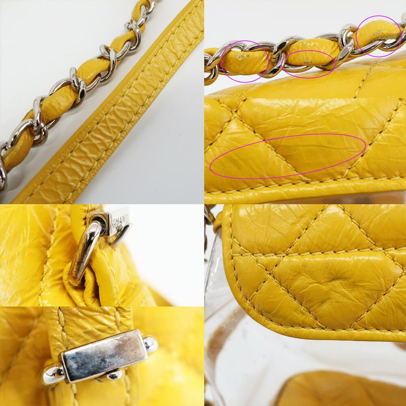 Chanel Backpack Rucksack Sac Chain Shoulder Yellow Silver Hardware