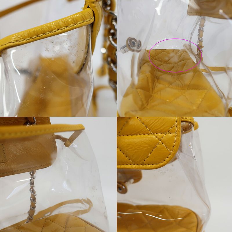 Chanel Backpack Rucksack Sac Chain Shoulder Yellow Silver Hardware