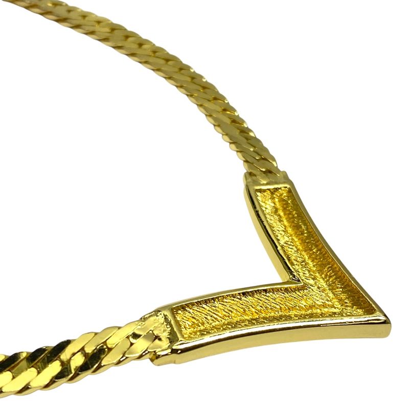 Christian Dior Vintage V-shaped Necklace Choker Accessory Rhinestone Gold