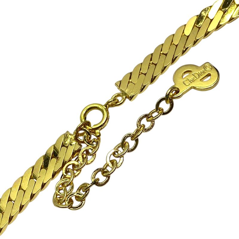 Christian Dior Vintage V-shaped Necklace Choker Accessory Rhinestone Gold