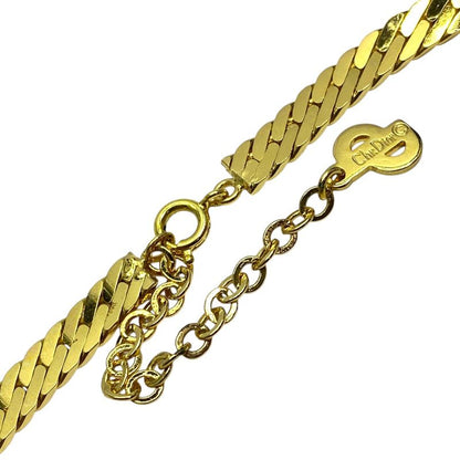 Christian Dior Vintage V-shaped Necklace Choker Accessory Rhinestone Gold