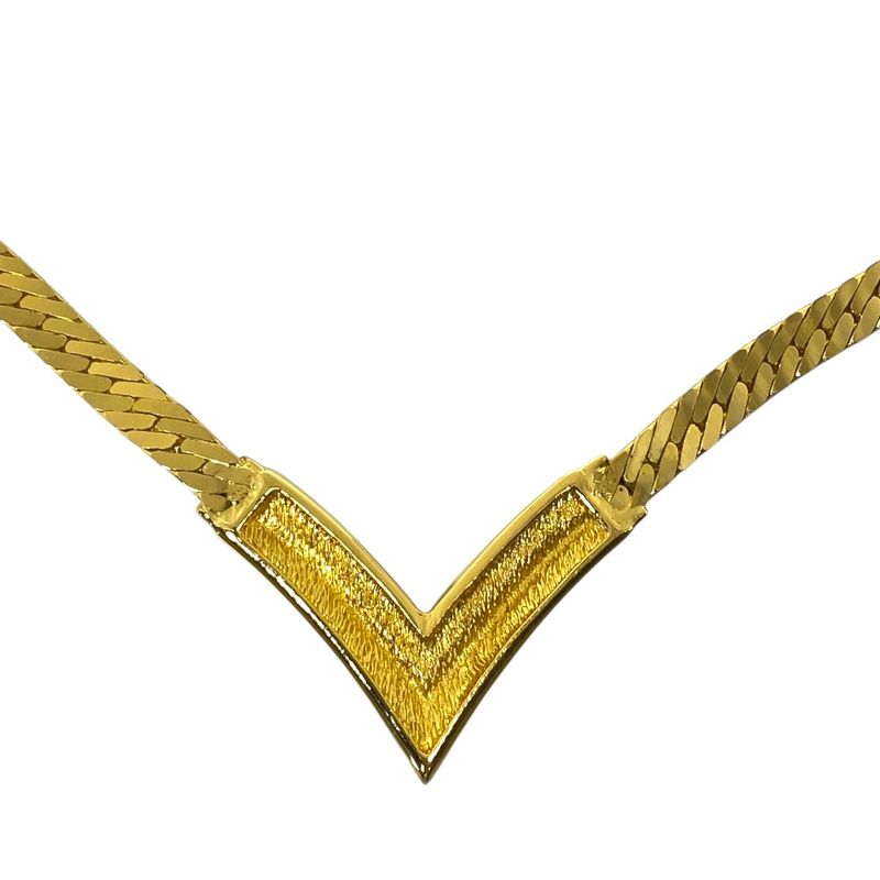 Christian Dior Vintage V-shaped Necklace Choker Accessory Rhinestone Gold