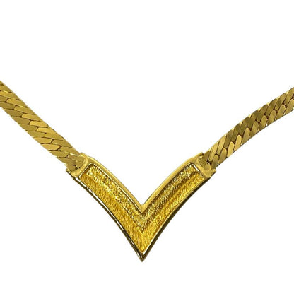 Christian Dior Vintage V-shaped Necklace Choker Accessory Rhinestone Gold