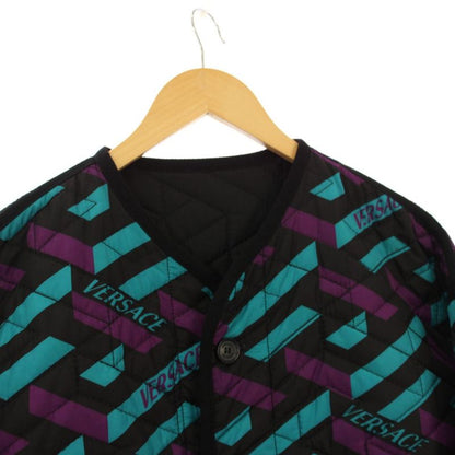 Versace LA Greca Logo Quilted Jacket Reversible 46 Black 1006663 KH